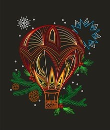 christmas card with a hot air balloon