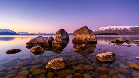 lake tekapo at sunset. south island of new zealand
