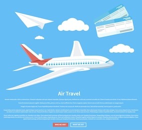 air travel concept flying plane. airplane and business travel, airline and air ticket, aircraft and transportation, aviation and cloud, tourism and journey, airliner illustration