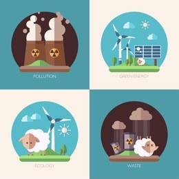 modern flat design conceptual ecological illustrations
