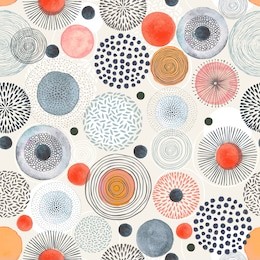 seamless pattern with doodle circles randomly distributed, vector abstraction illustration.