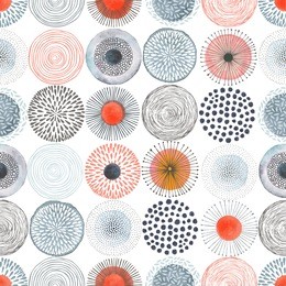seamless pattern with vector doodle circles colorful texture, abstraction illustration.