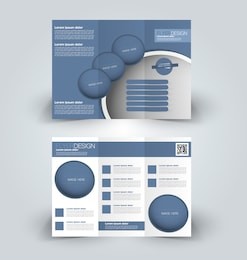 brochure mock up design template for business, education, advertisement. trifold booklet editable printable vector illustration. blue color
