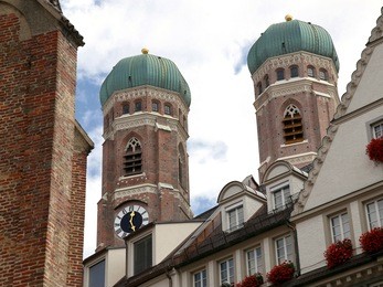 details of frauenkirche church (our dear lady) in munich, germany