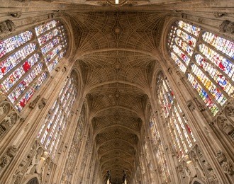 90 degree view of the interior of the chapel of king's college, cambridge, uk