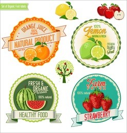 set of fresh and organic labels