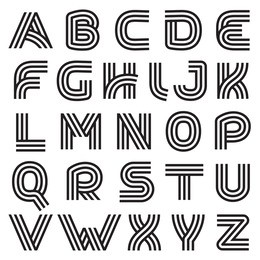 alphabet formed by parallel lines. vector design template elements for your application or corporate identity.