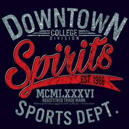college graphics for t-shirt,downtown sport department