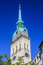 st. peter's church is a roman catholic church in the inner city of munich, southern germany. it is also the oldest church in the district.