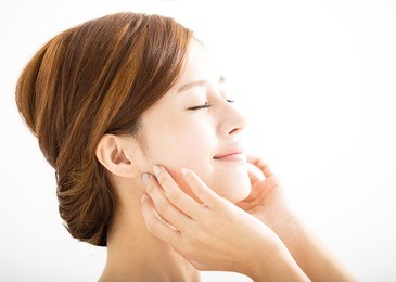 closeup beautiful young   woman  face