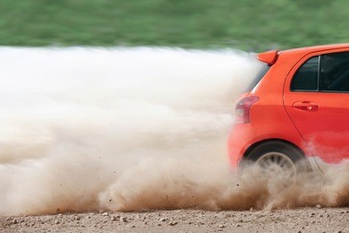 rally car in dirt track