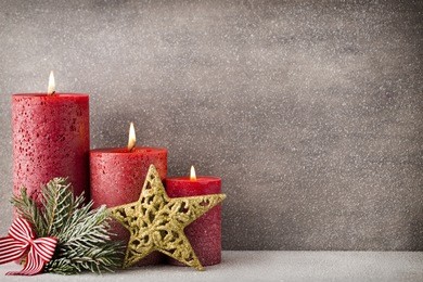 christmas candles and lights. christmas background.