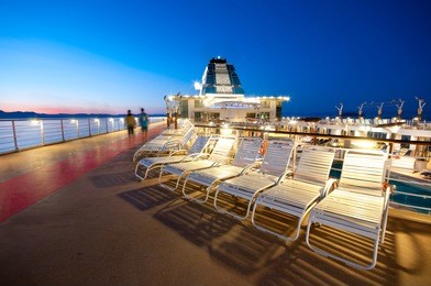upper deck of a cruise ship in alaska
