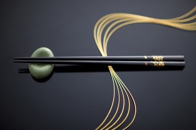 still life-a pair of chopsticks on a  table tray