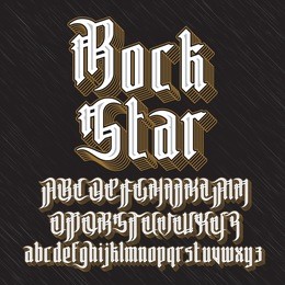 rock star modern gothic style font. gothic letters with decoration elements. vector alphabet