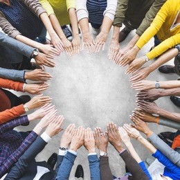arms hands circle team unity variation group diverse concept
