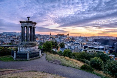 edinburgh city skyline viewed from calton hill. scotland, united kingdom