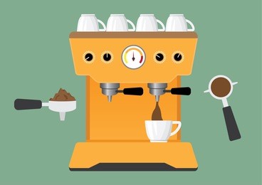 prepare coffee machine for make coffee by barista vector illustration.