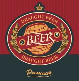 oval label for draft beer with ears of wheat