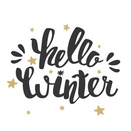hello winter text. vector brush lettering hello winter. vector card design with custom calligraphy. winter season cards, greetings for social media.