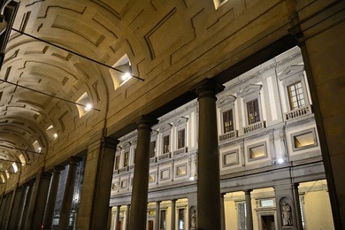 galleria degli uffizi by night, florence. public place outdoor
