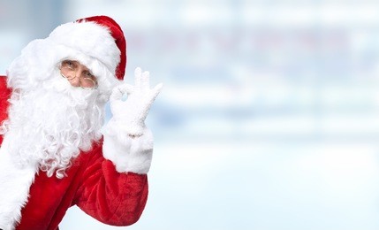 christmas santa claus portrait over blue  background