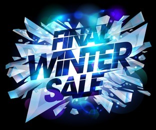 final winter sale design with explosion pieces of ice