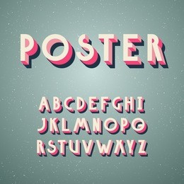 deco vintage poster typeface, font. set of retro style latin capital letters. 