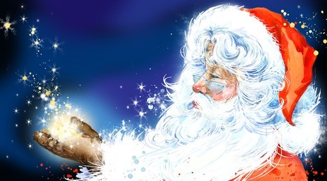 watercolor santa claus. santa claus christmas background. new year background.