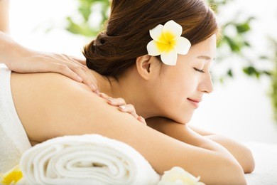 beautiful young woman enjoy spa salon