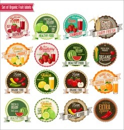 set of organic fruit and vegetables labels collection