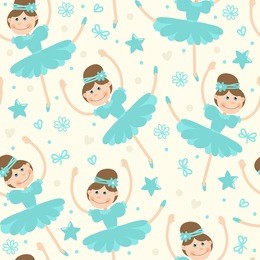 seamless pattern with little ballerina.