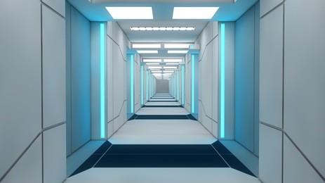3d render futuristic interior corridor