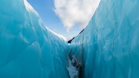 between ice and sky, fox glacier, new zealand.