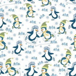 seamless winter pattern with penguins