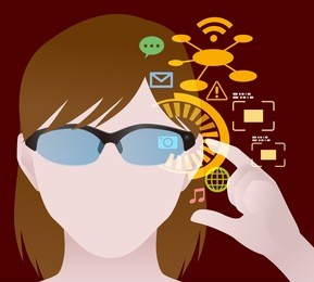 smart glasses and augmented reality, wearable device, vector illustration