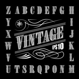 alphabet letters vintage set western vector