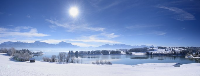 panorama landscape in bavaria in winter