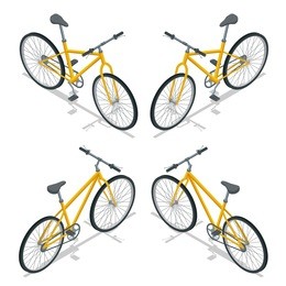 isometric yellow bicycle. eco transport. flat 3d vector illustration. for infographics and design games. 
