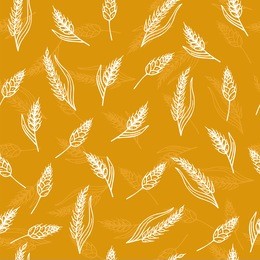 seamless pattern with ears of wheat. hand drawn bakery background. vector illustration
