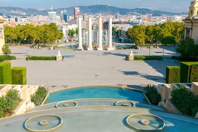 view of the square of spain in barcelona.