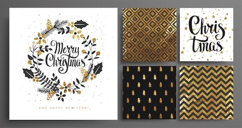  christmas and new year's  template set for greeting scrapbooking, congratulations, invitations, tags, stickers, postcards.  christmas posters set. vector illustration.