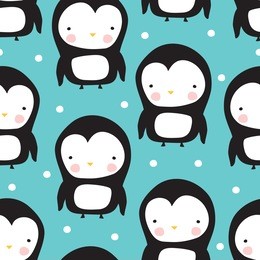 seamless penguin pattern vector illustration