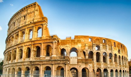exterior of the colosseum, also known as the flavian amphitheatre in rome, italy