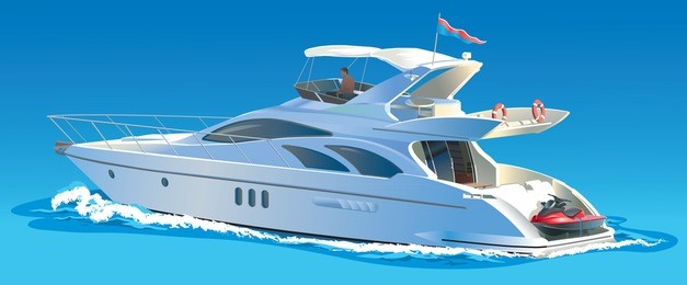 color vector illustration yacht against the sky and sea