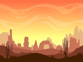 seamless cartoon desert landscape, vector layered game background for parallax effect