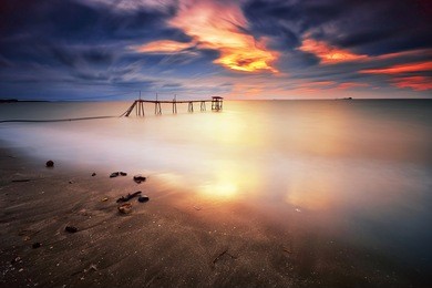 stunning long exposure sunset shot. nature composition