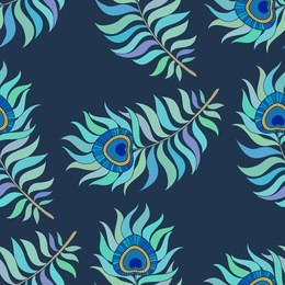 colorful peacock feathers. seamless vector pattern.