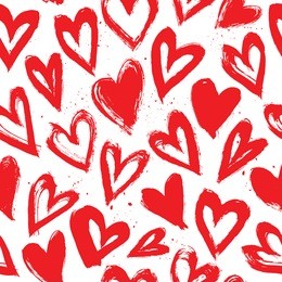hand drawn vector vintage texture. seamless abstract pattern with hearts. ink and feather