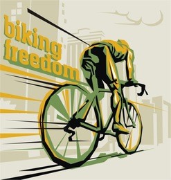 biking illustration. layered cycling vector.